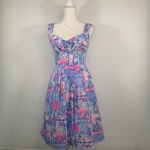 Lilly Pulitzer Fit and Flair Pockets Whisper Blue Yeah Buoy Cyndi Dress